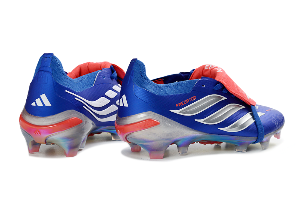 PREDATOR ACCURACY FG LACETS BLEU ARGENT ROUGE