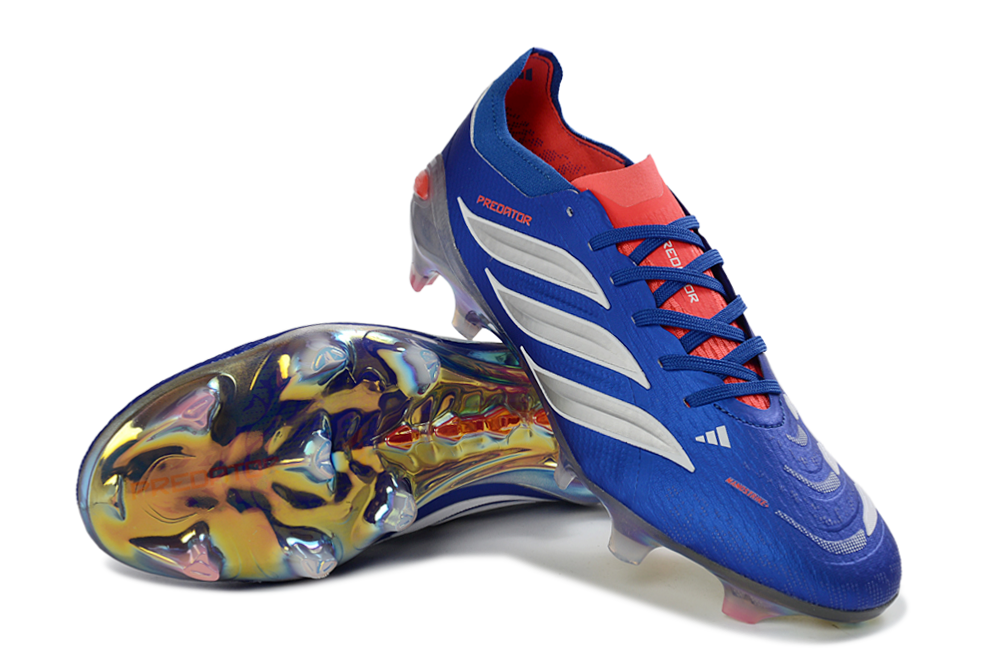 PREDATOR ACCURACY FG LACETS BLEU ARGENT ROUGE
