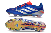 PREDATOR ACCURACY FG LACETS BLEU ARGENT ROUGE