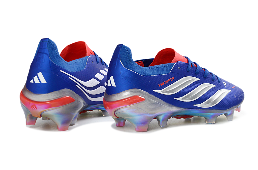 PREDATOR ACCURACY FG LACETS BLEU ARGENT ROUGE