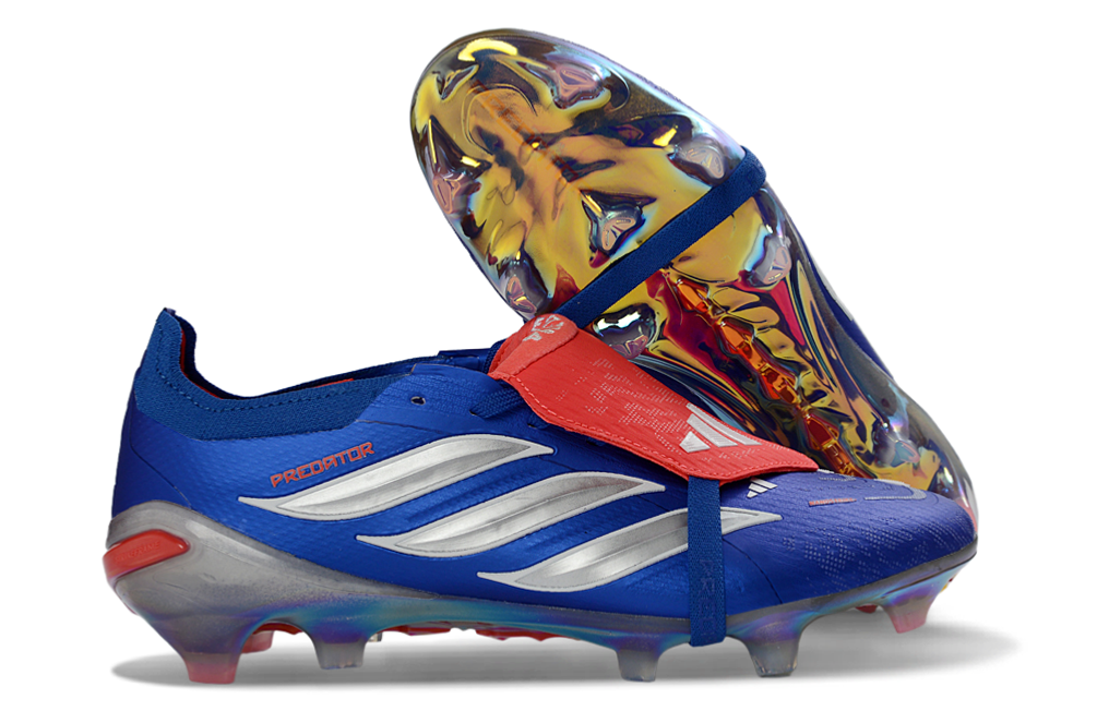 PREDATOR ACCURACY FG LACETS BLEU ARGENT ROUGE